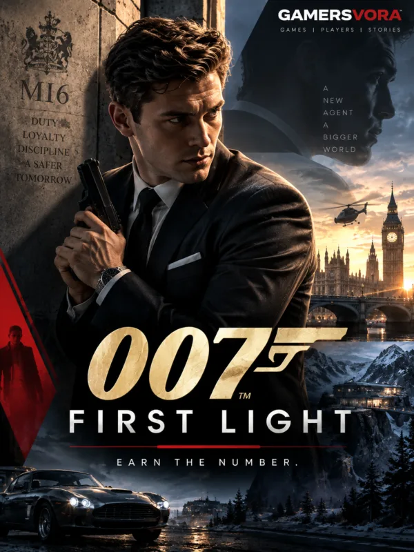 007 First Light game artwork featuring James Bond in an MI6 espionage setting