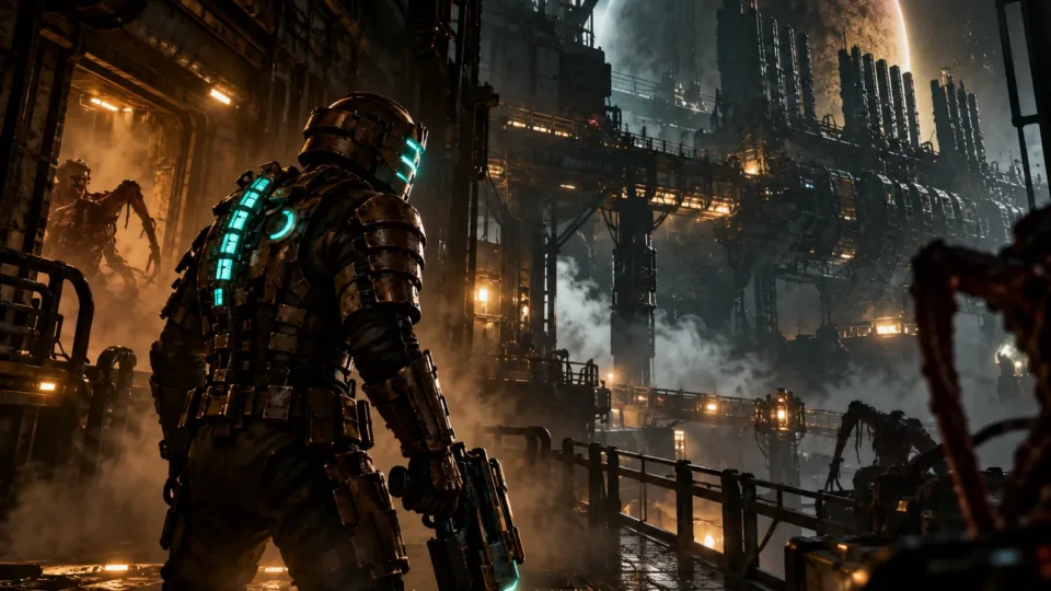 Isaac Clarke aboard the Ishimura in the Dead Space remake