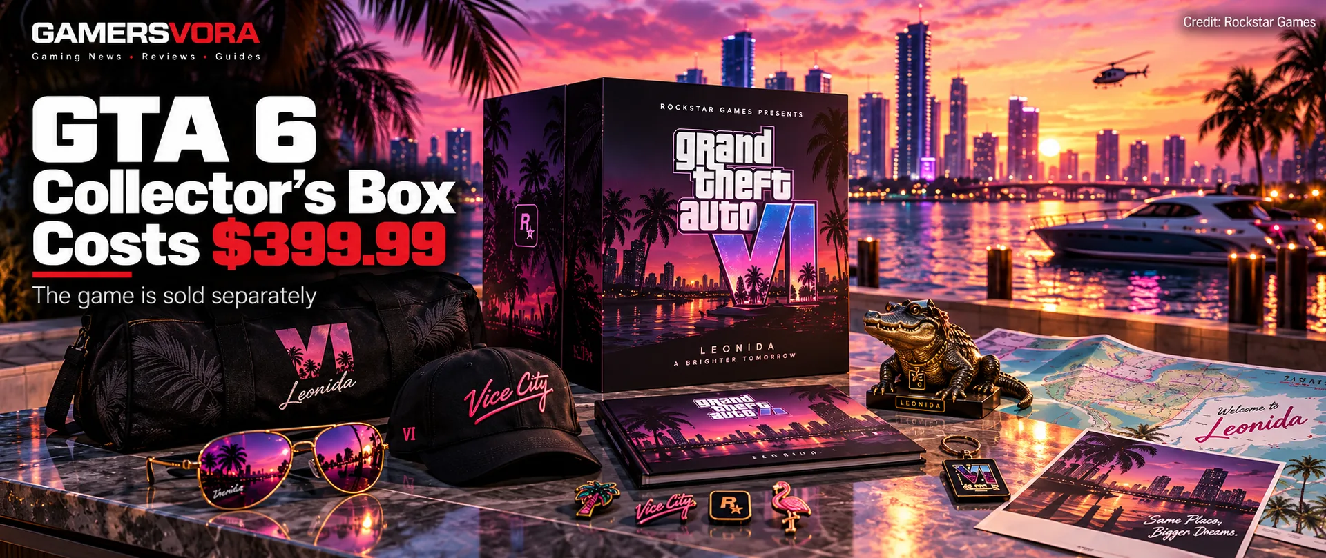 GTA 6 Collector’s Box priced at $399.99 featuring Vice City-themed collectibles