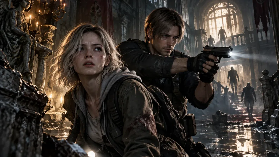 Grace Ashcroft and Leon Kennedy in Resident Evil Requiem