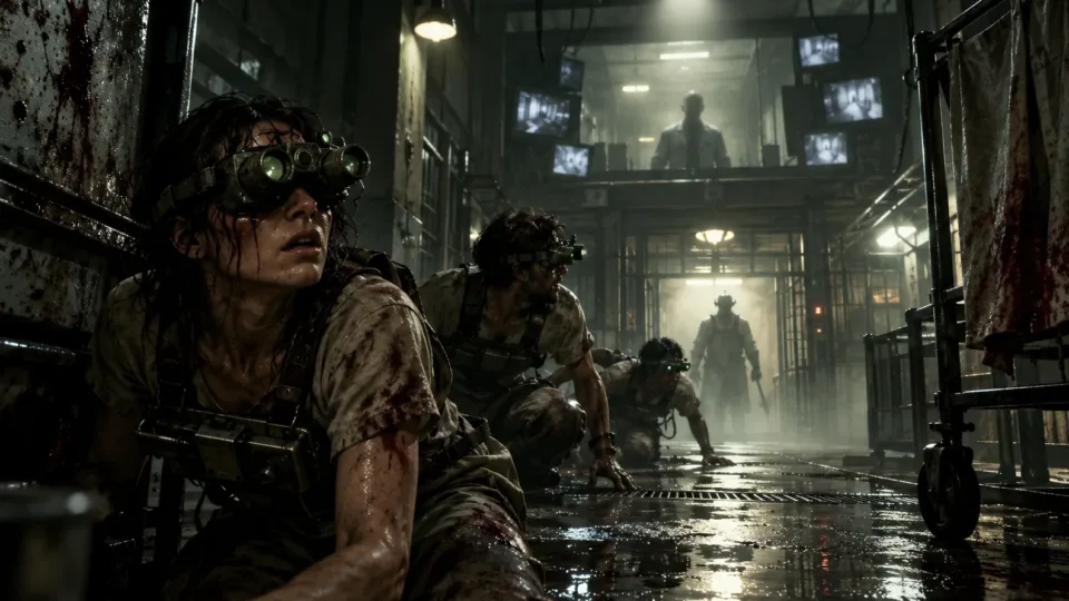 The Outlast Trials Reagents inside a dark experimental Trial environment