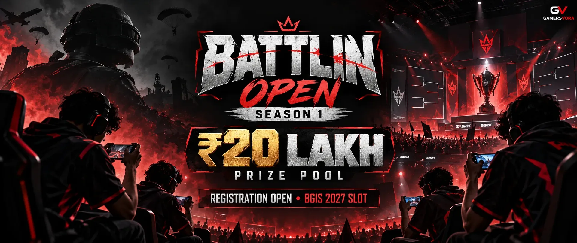 Battlin Open Season 1 BGMI tournament registration with ₹20 lakh prize pool and BGIS qualification opportunity.