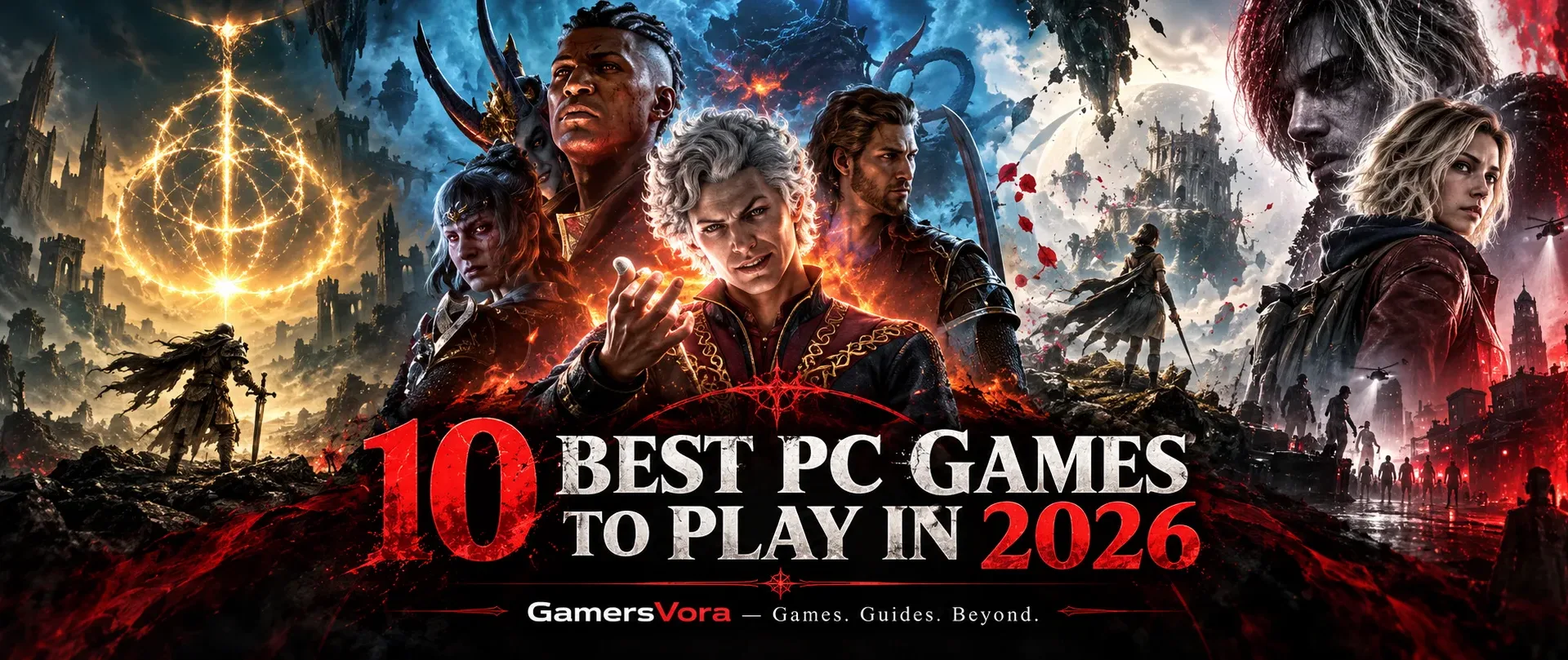 Baldur's Gate 3, Elden Ring and other top PC games featured in GamersVora's best PC games to play in 2026 ranking.
