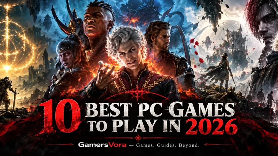 Baldur's Gate 3, Elden Ring and other top PC games featured in GamersVora's best PC games to play in 2026 ranking.