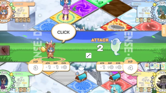 100% Orange Juice — PC screenshot: A dice roll during a character encounter