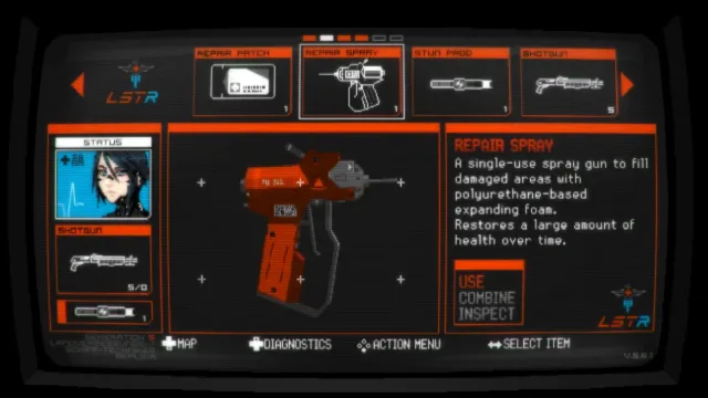 SIGNALIS — an inventory panel displaying a handgun
