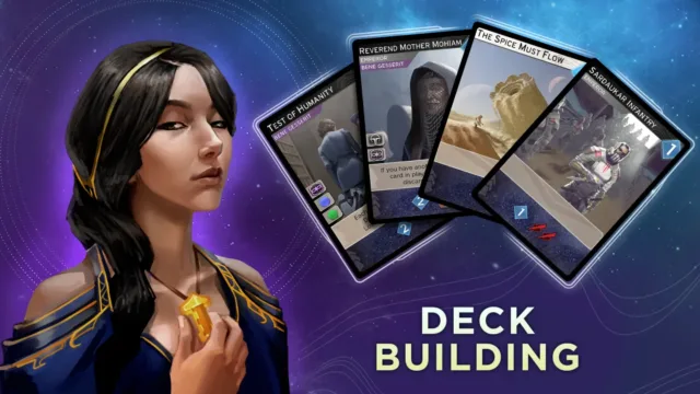 Dune: Imperium — an official deck-building promotional panel with cards