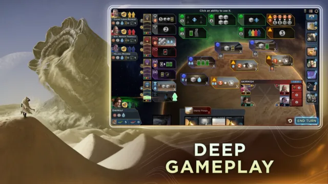 Dune: Imperium — an official promotional panel showing the digital game board
