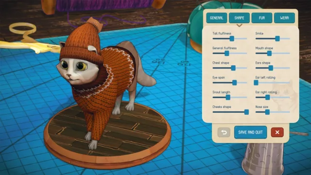 Quilts and Cats of Calico — the cat appearance customisation screen