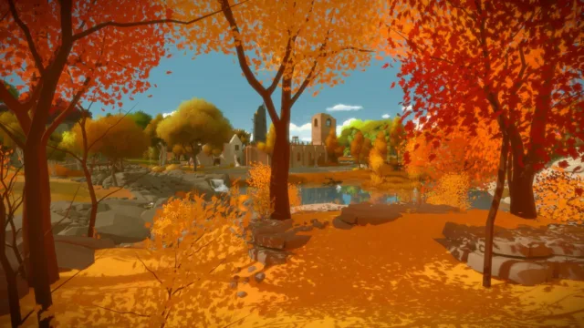 The Witness — orange autumn trees near island paths