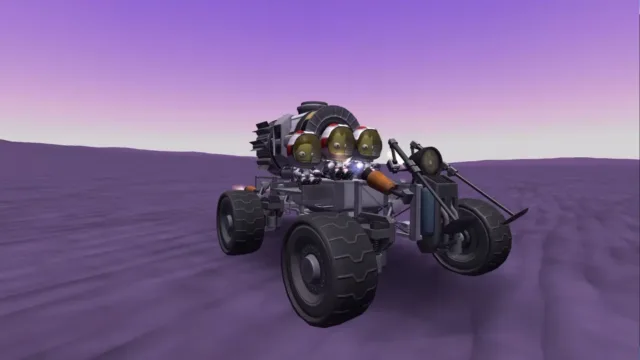 Kerbal Space Program — a rover on a purple-lit landscape