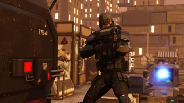 XCOM 2 — an armed enemy in an urban street