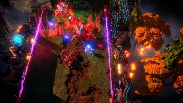 Nex Machina — robot combat in a brightly lit arena