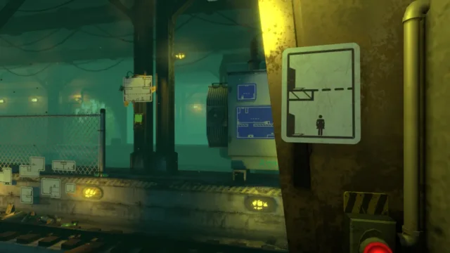 The Pedestrian — a sign puzzle inside an industrial space