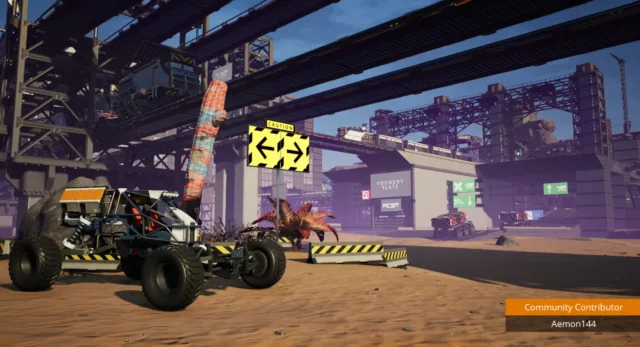 Satisfactory — vehicles inside a large industrial building