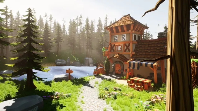 Golf It! — a wooded course near a timber building
