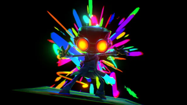 Psychonauts 2 — a character surrounded by multicoloured spikes