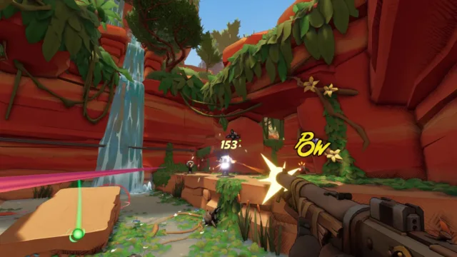Roboquest — first-person gunfire in a red-rock canyon