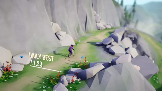 Lonely Mountains: Downhill — a mountain path and timed challenge marker