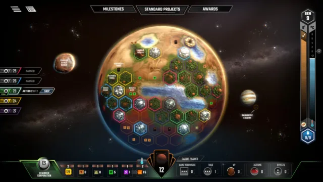 Terraforming Mars — the planet view during a developing game
