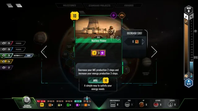 Terraforming Mars — an in-game event and choice panel