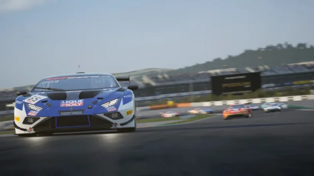 Assetto Corsa Competizione — a GT car turning through a circuit corner