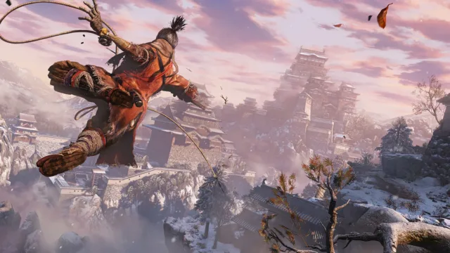 Sekiro: Shadows Die Twice - GOTY Edition — shinobi leaping above a snowy fortress