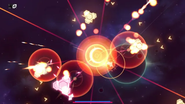 Nova Drift — bright circular projectiles in a space battle