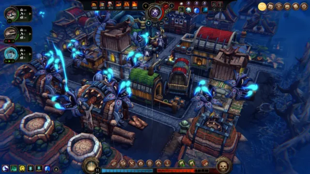Against the Storm — PC screenshot: A busy settlement with resource indicators