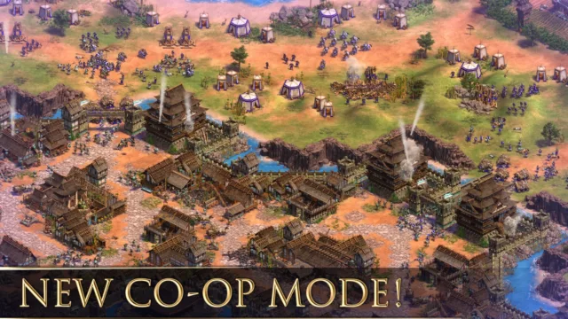 Age of Empires II: Definitive Edition — PC screenshot: An overhead view of a cooperative scenario