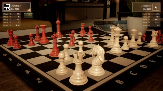 Chess Ultra — PC screenshot: Red and white chess pieces on a board