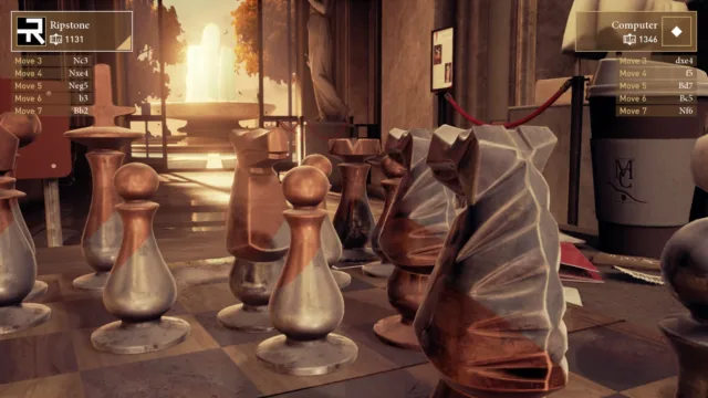 Chess Ultra — PC screenshot: Chess pieces in a sunlit interior
