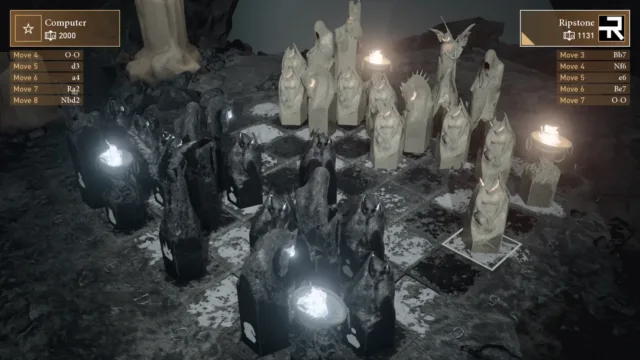 Chess Ultra — PC screenshot: A chess set in a dark misty environment