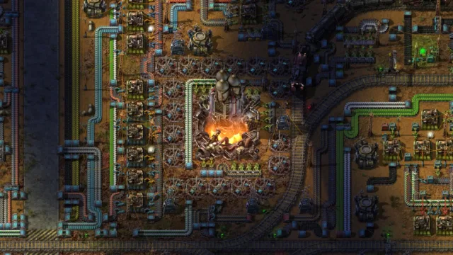 Factorio — PC screenshot: Production machinery and transport belts