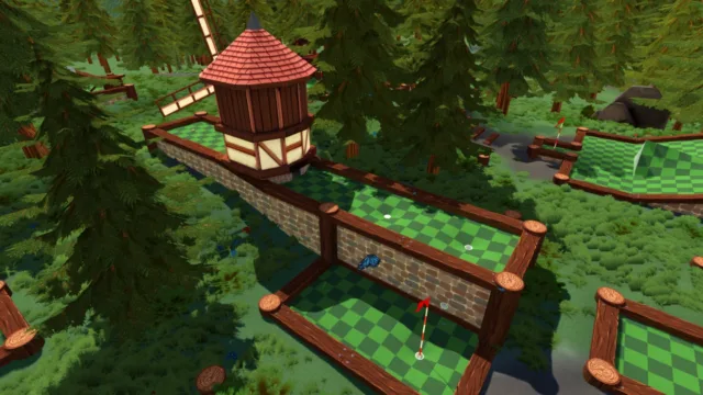 Golf With Your Friends — PC screenshot: A garden-themed course with a pagoda