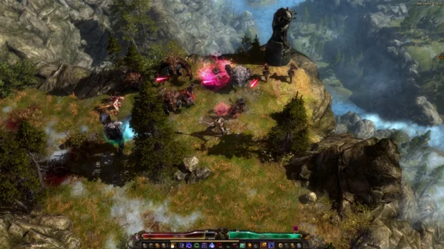 Grim Dawn — PC screenshot: Combat near ruined stone walls