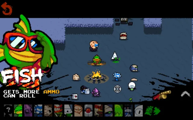 Nuclear Throne — PC screenshot: A mutant selection screen showing Fish