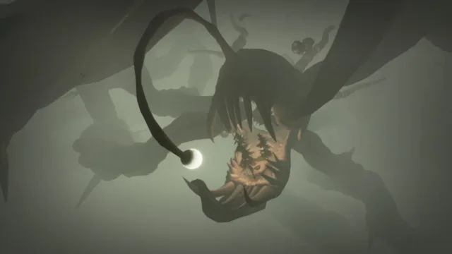 Outer Wilds — PC screenshot: A creature seen through a circular opening