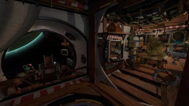 Outer Wilds — PC screenshot: A spacecraft cabin with instruments