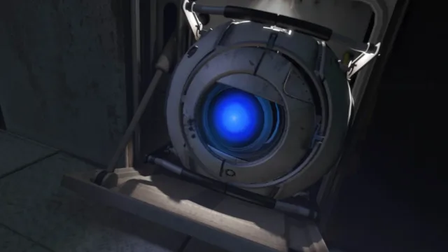 Portal 2 — PC screenshot: A spherical robotic character in close-up