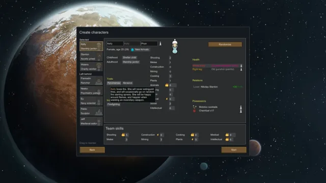 RimWorld — PC screenshot: A world map with settlement information