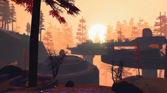 Risk of Rain 2 — PC screenshot: A forested environment with tall structures