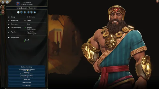 Sid Meier's Civilization VI — PC screenshot: A civilization leader beside diplomacy options