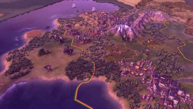 Sid Meier's Civilization VI — PC screenshot: A coastal landscape during a strategy turn
