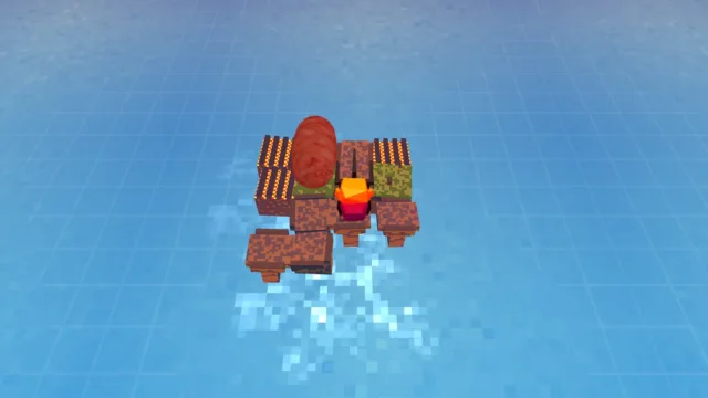 Stephen's Sausage Roll — PC screenshot: A small grill puzzle surrounded by water
