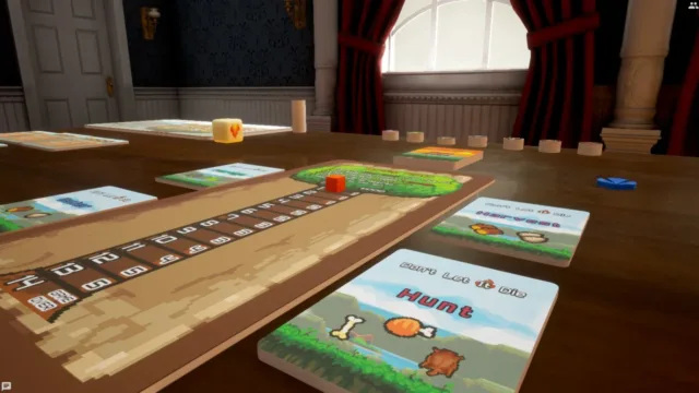 Tabletop Playground — PC screenshot: A digital tabletop with boards and cards