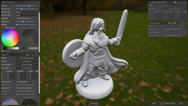 Tabletop Playground — PC screenshot: A miniature model being edited