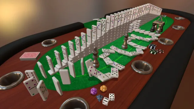 Tabletop Simulator — PC screenshot: A mahjong setup on a wooden table