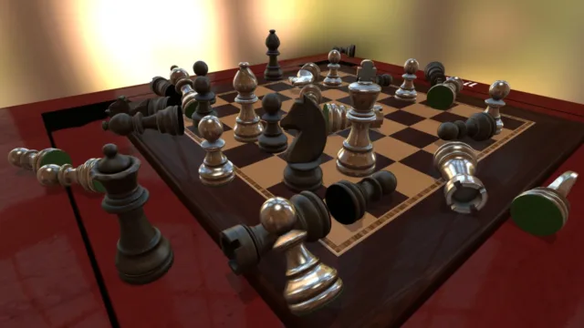 Tabletop Simulator — PC screenshot: Chess pieces arranged on a board
