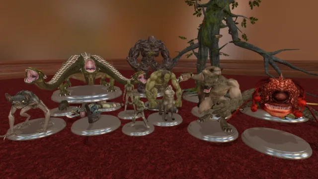 Tabletop Simulator — PC screenshot: Miniature figures displayed on a tabletop
